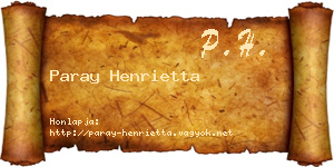 Paray Henrietta névjegykártya